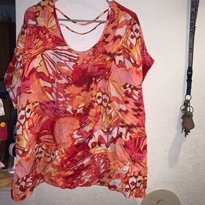 Sami & Jo Women's Blouse - Red and Orange Floral